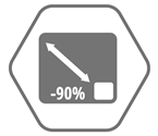 bis zu 90% Einsparung der Lebensmittelmenge bis zu 90% Einsparung der Lebensmittelmenge